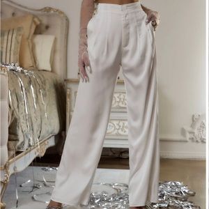 12TH TRIBE WHITE SATIN PANT